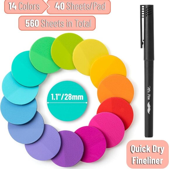 Transparent Sticky Note Set, 560Sheets, Colorful, Round Transparent Sticky Notes - Picture 2 of 8